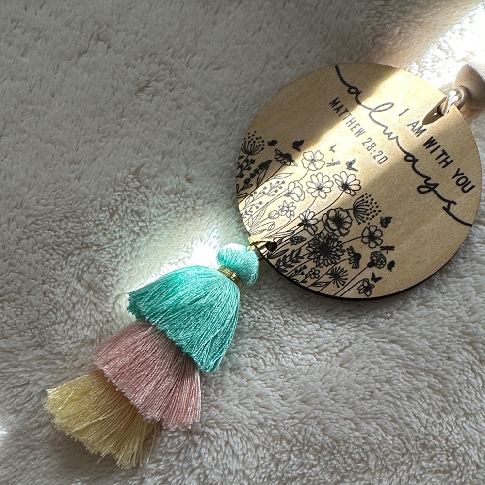Inspirational Scripture Rear View Mirror Hanging Daily Inspiration with Tassels - Picture 3 of 8